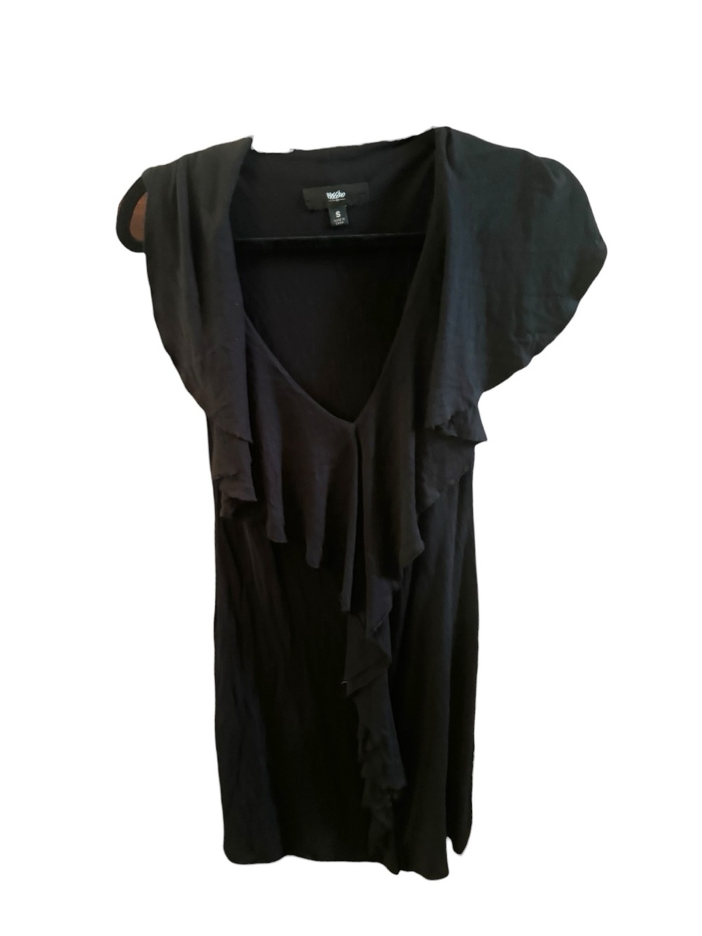 Mossimo Black Ruffled Deep V Dress